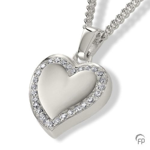 Heart with Sparkle Outline Cremation Pendant