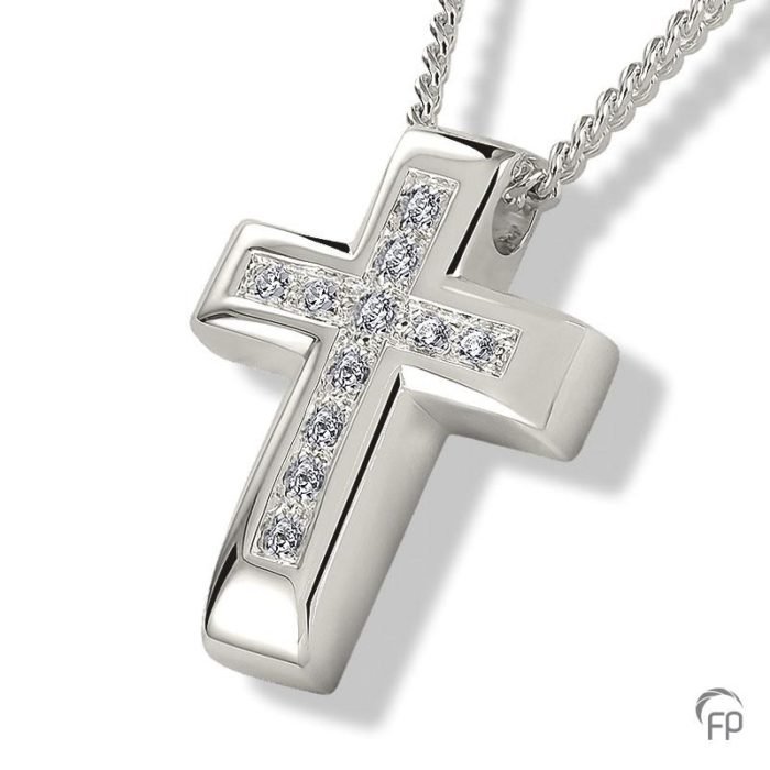 Cross with Sparkles Cremation Pendant