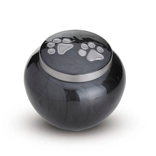 Medium Black and Grey Pet Urn with Paw Detail