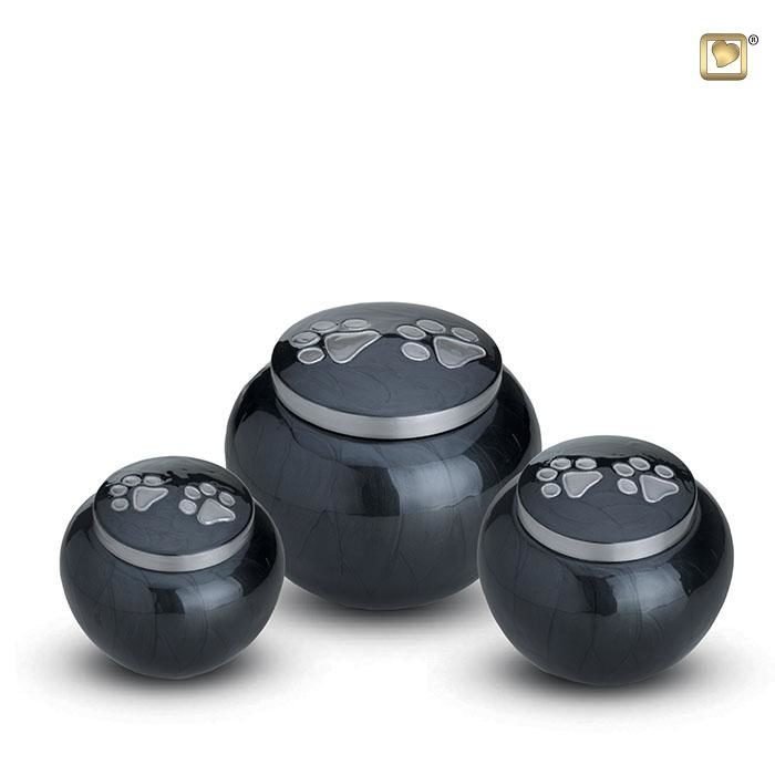 Large Black and Grey Pet Urn with Paw Detail