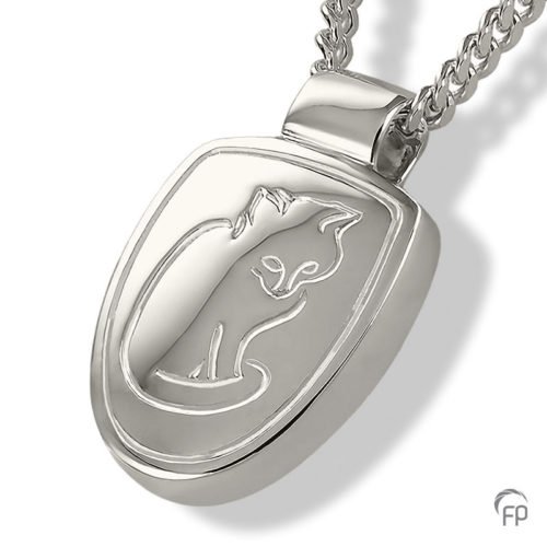 Locket with Cat Detail Cremation Pendant