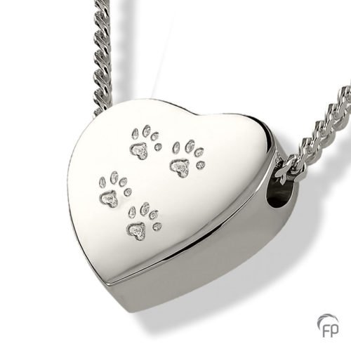 Heart with Paw Detail Cremation Pendant