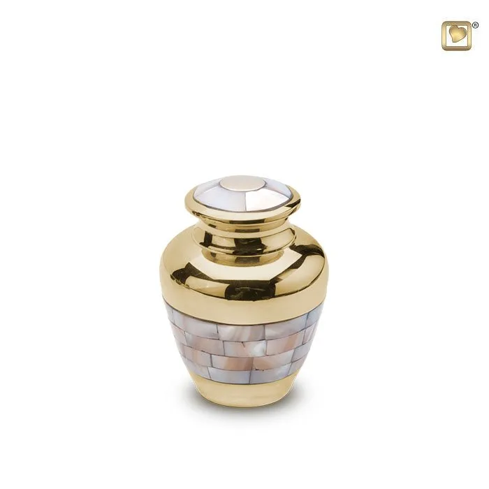 Gold Keepsake Urn With Mother Of Pearl