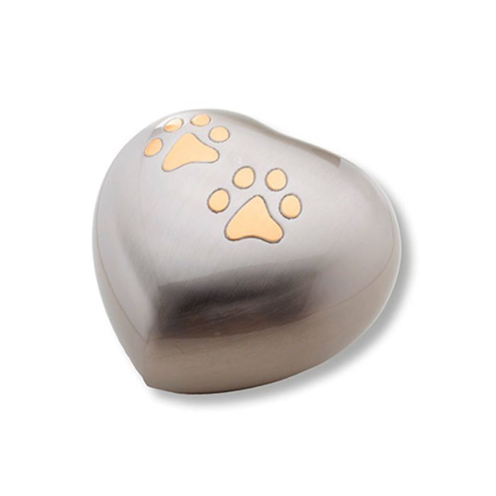 Medium Silver Pet Urn with Paw Detail