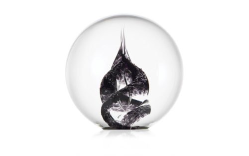 Glass Tribute Paperweight with Black Pattern