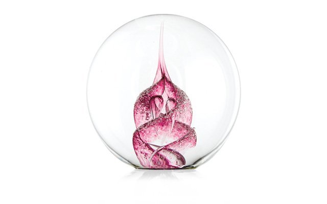 Tribute Paperweight with Ruby Coloured Pattern.