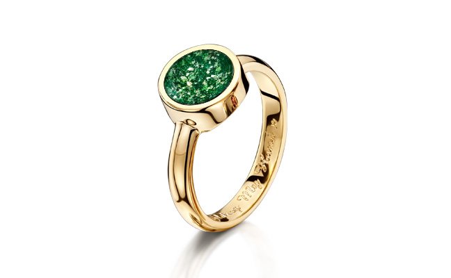 Tribute Ring with Green Gem and 9CT Gold Band