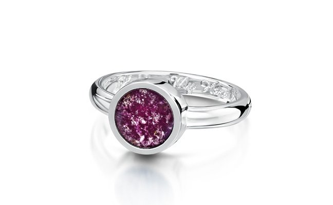 Tribute Ring with Purple Gem and Sterling Silver Band