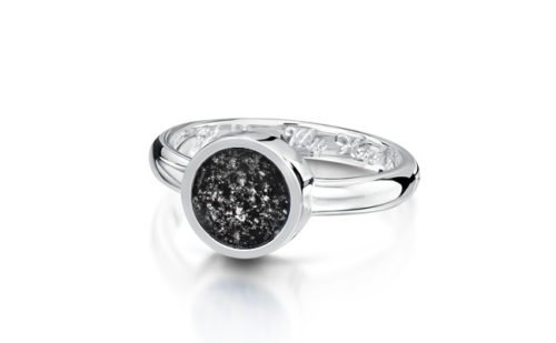 Tribute Ring - White Gold Band and Black Gem