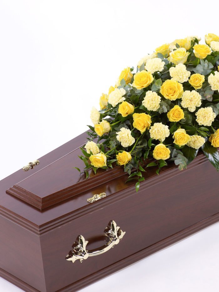 rose & carnation coffin spray - yellow