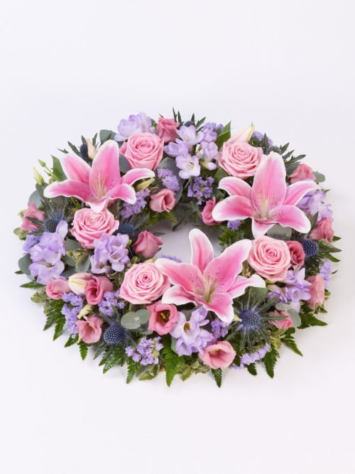 Rose and Lily Wreath PINK & LILAC