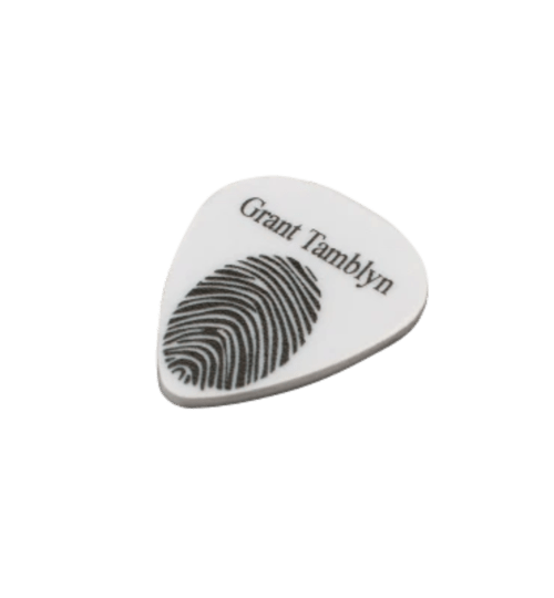 Guitar pick engraved with finger print