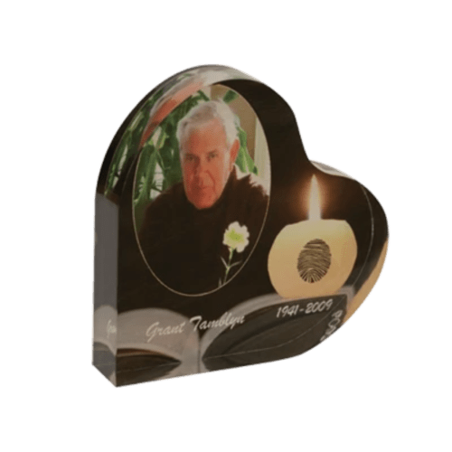 Small acrylic heart ornament with image inside