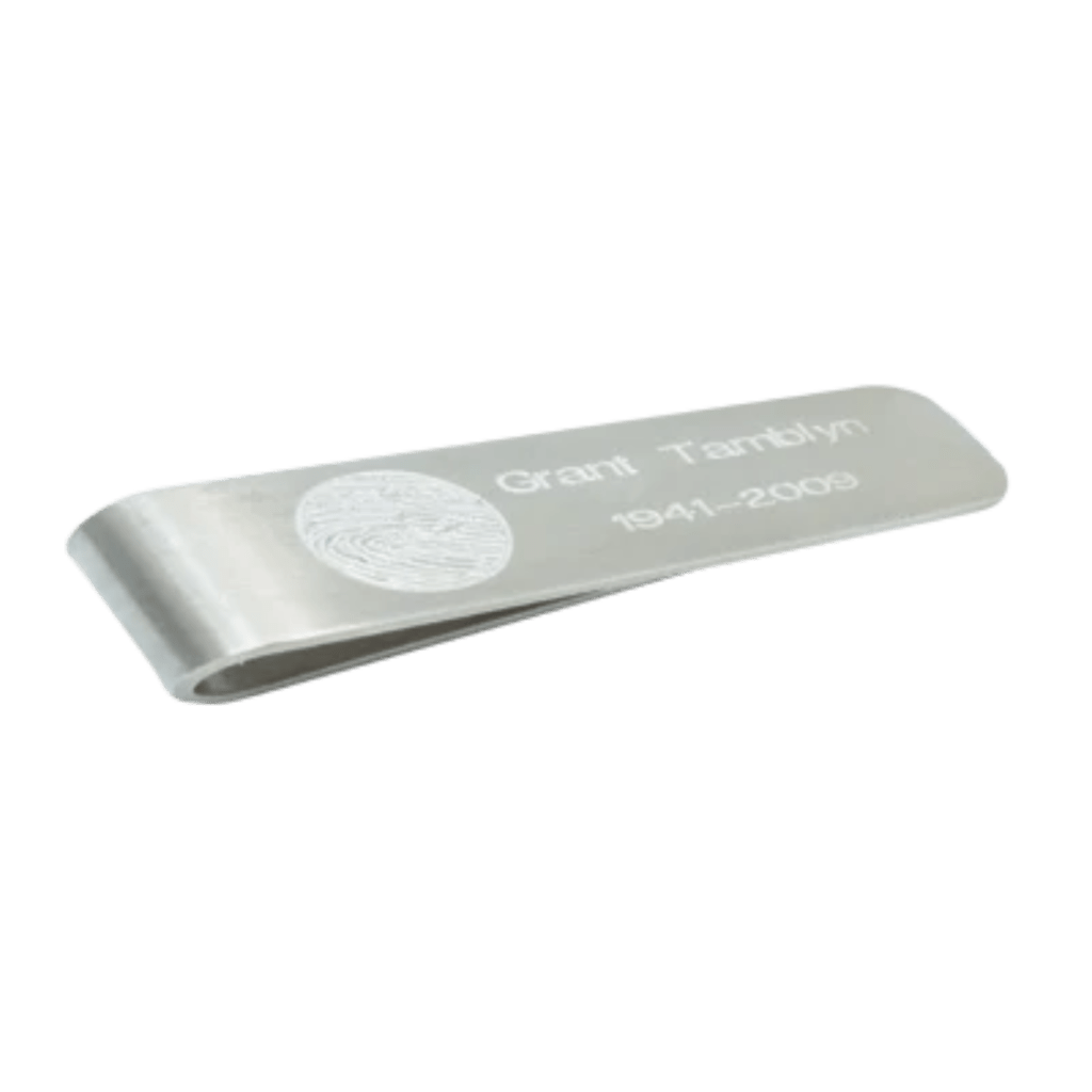 Money clip engraved with finger print