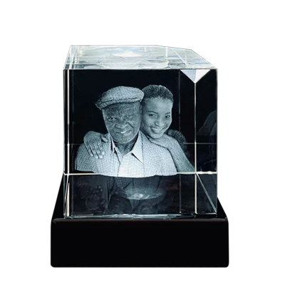 3D crystal cube with image inside