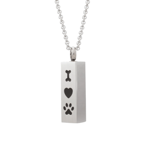Rectangular silver pendant with engravings