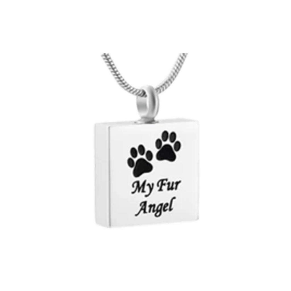 Silver square pendant with engraving
