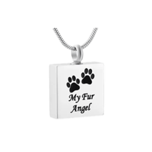 Silver square pendant with engraving