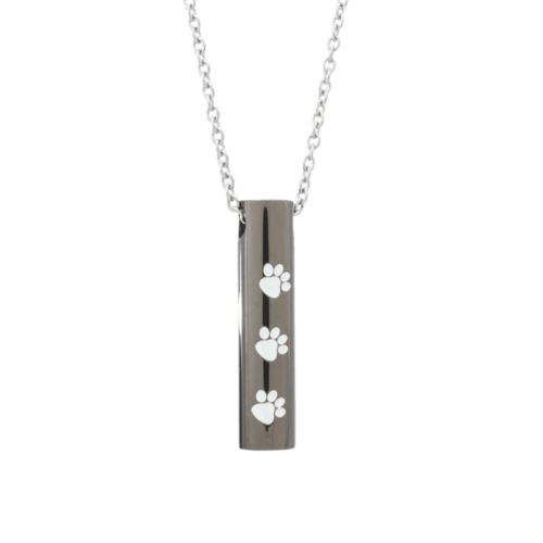 Cylinder silver pendant with paw engravings