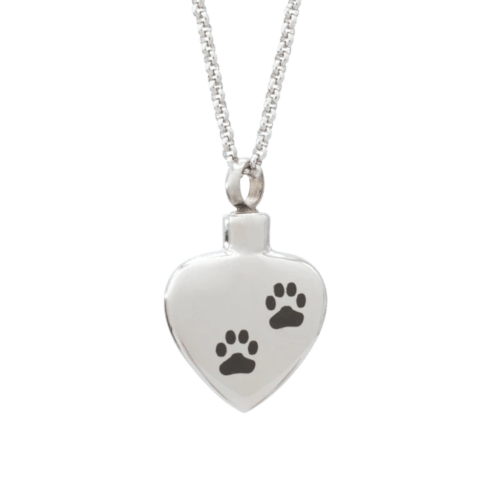Silver pendant with two paws engraved