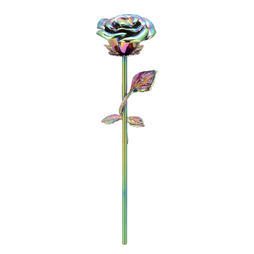 Iridescent rose sculpture